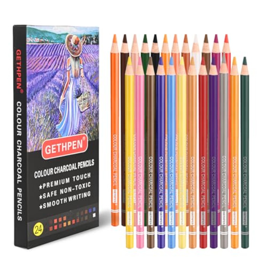Chalk Pastel Set - Set Pensil Arang Berwarna, 24 Warna