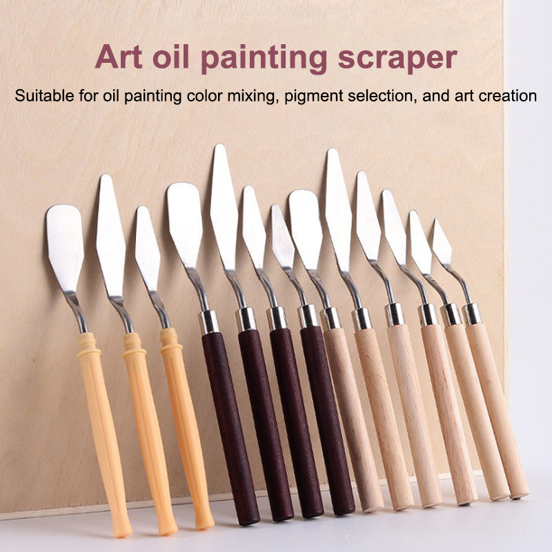 Painting Knife Palette - 【Happy】7 Buah/Set Pisau Lukisan Minyak Baja