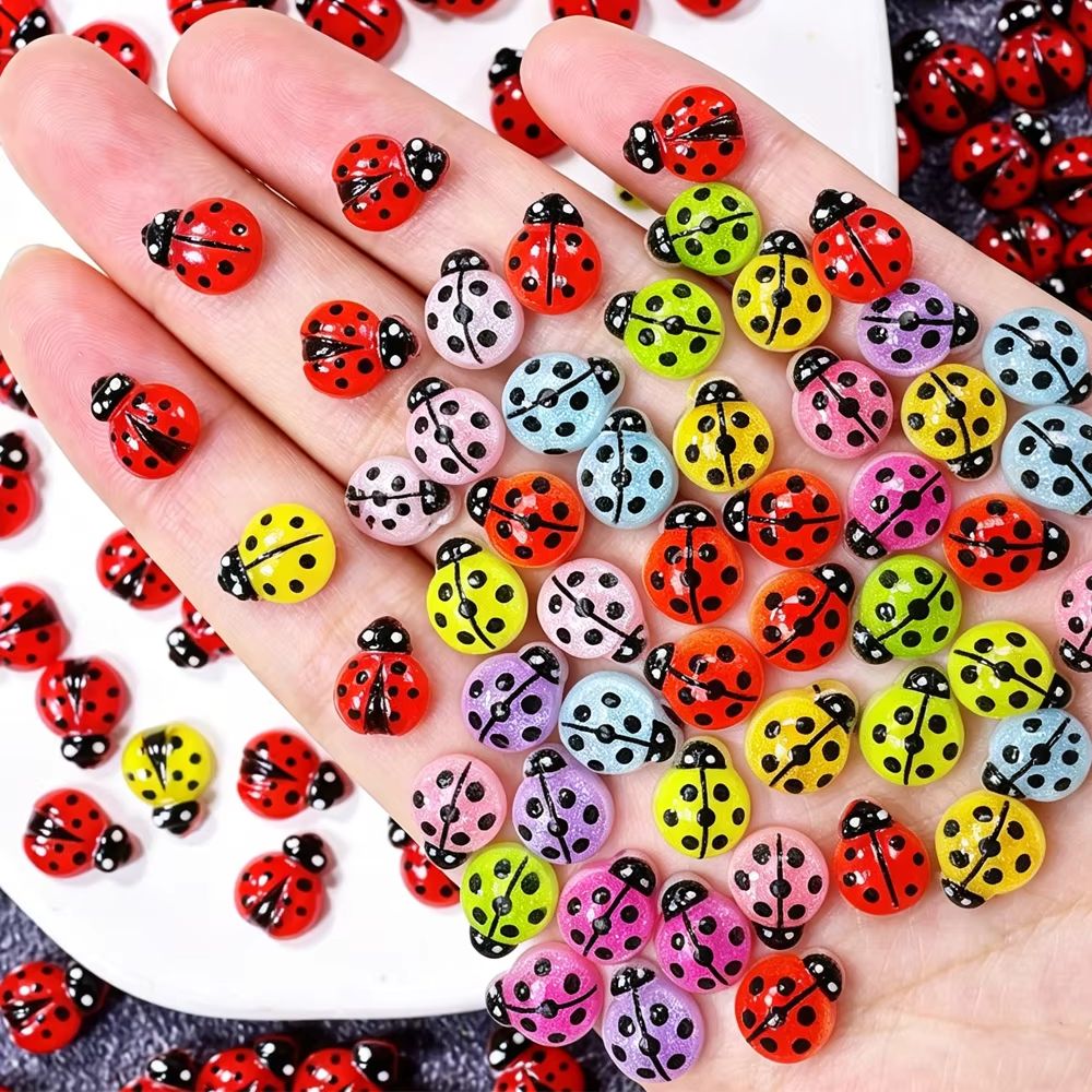 Art Craft Ladybug - 50Pcs Hiasan Kuku Kumbang Lucu Campuran,