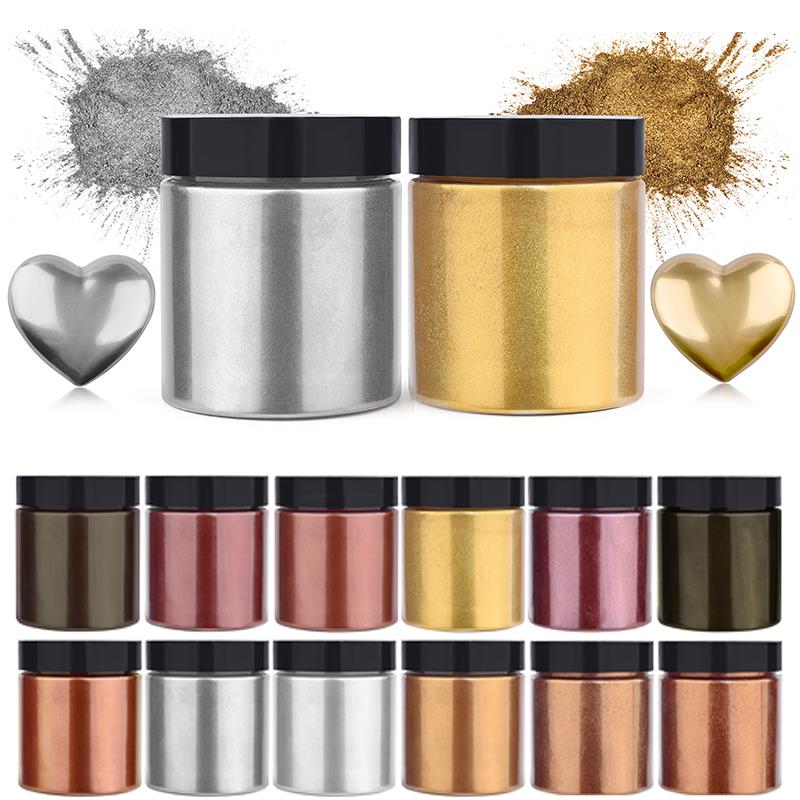 Resin Pigment Powder - 50g kilau logam emas perak warna