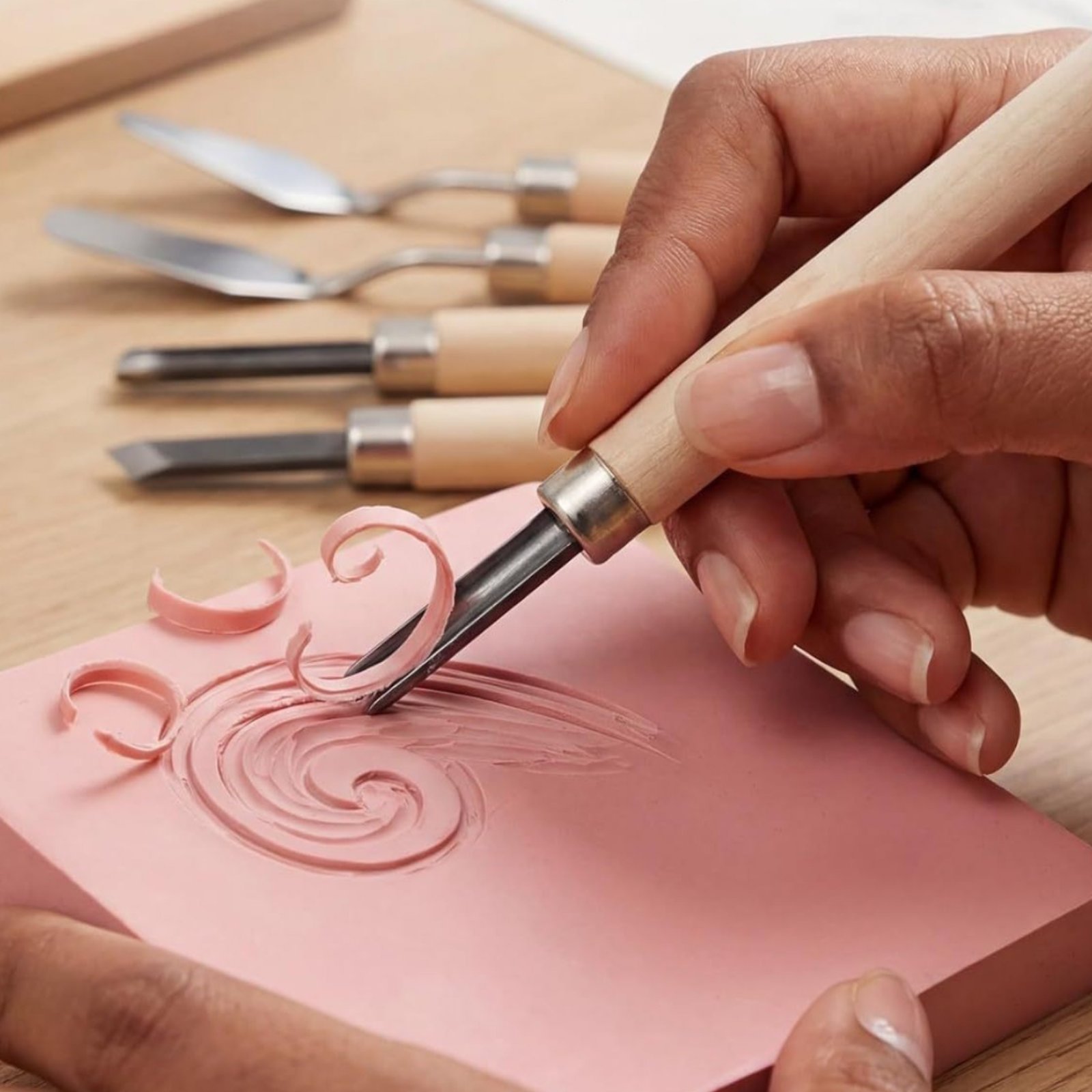 Linocut Carving Tool - 9 Buah Kit Ukir Linoleum Baja