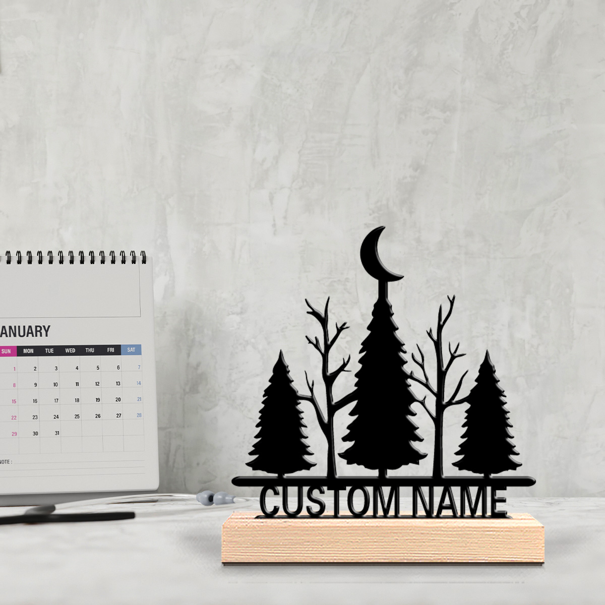 Art Craft Wood - 1 buah Patung Logam Minimalis Pohon