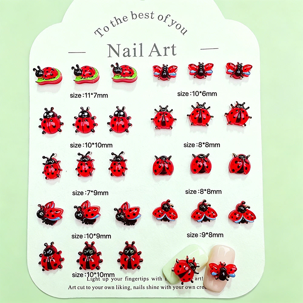 50Pcs Hiasan Kuku Resin Kumban - Art Craft Ladybug ulasan dan harga