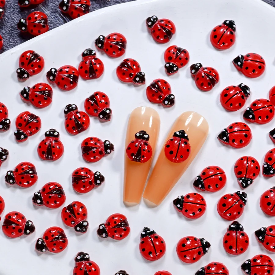 50Pcs Aksesoris Hiasan Kuku Re - Art Craft Ladybug ulasan dan harga
