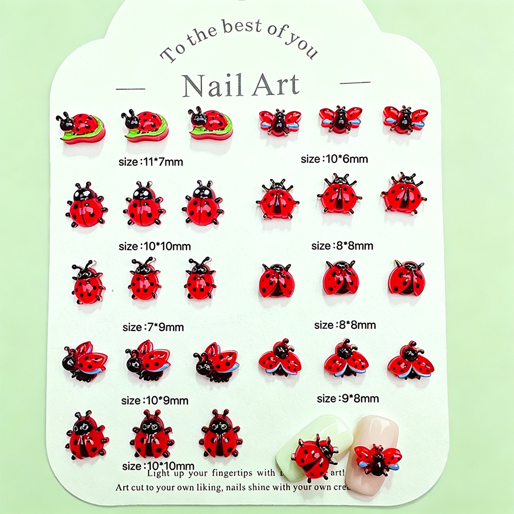 50pcs 3D Mini Resin Ladybug Na - Art Craft Ladybug ulasan dan harga