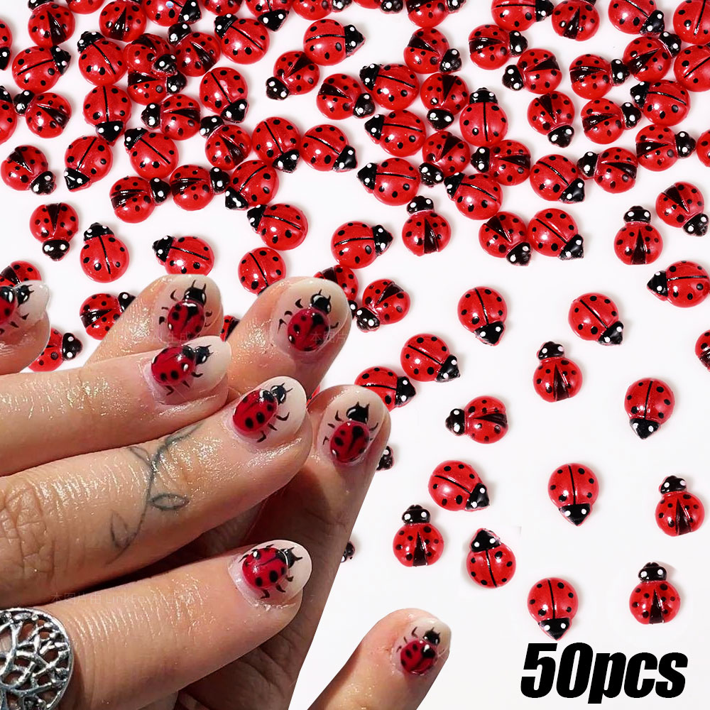 50 Buah Jimat Kuku Kepik Merah - Art Craft Ladybug ulasan dan harga