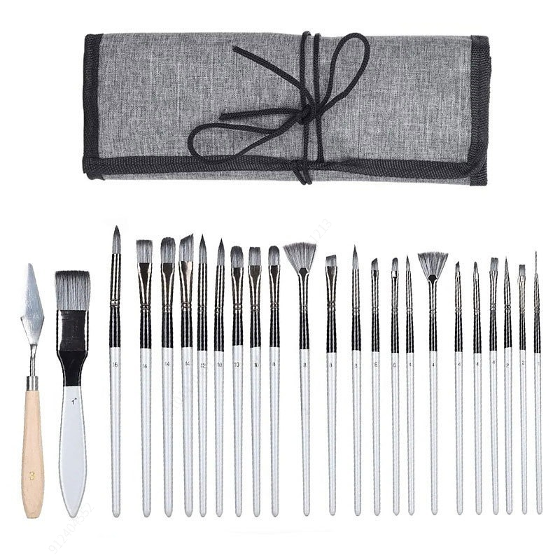 24 Pcs Set Kuas Sintetis Berku - Painting Knife Palette ulasan dan harga